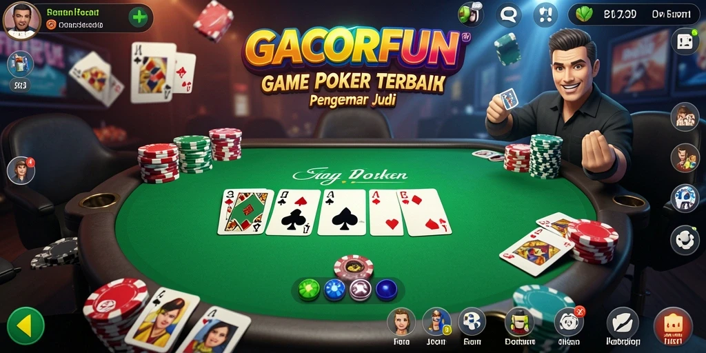 Tampilan gameplay Poker yang menarik dan interaktif di GACORFUN.