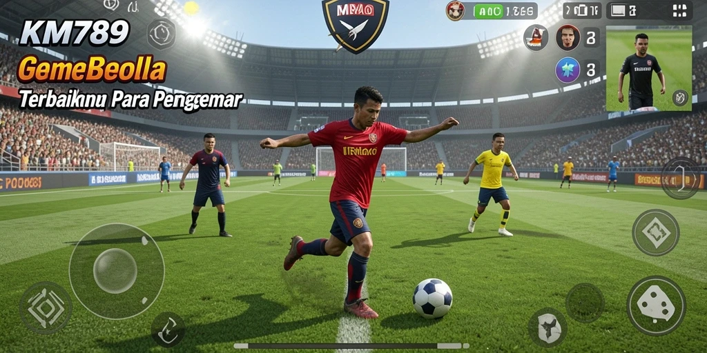 Screenshot KM789 menampilkan aksi seru permainan sepak bola.