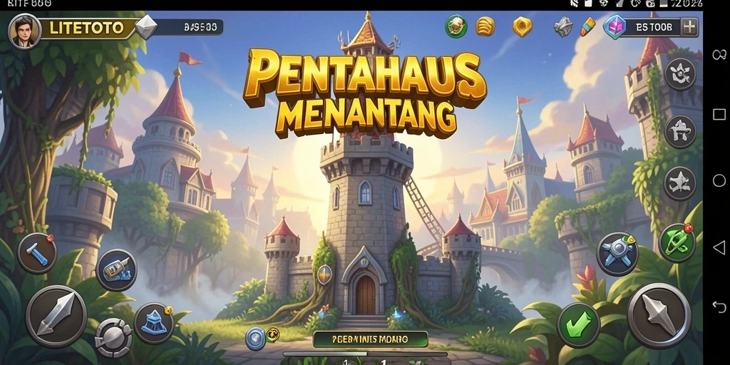 Tampilan layar gameplay LITETOTO menampilkan strategi Tower Defense yang menarik.