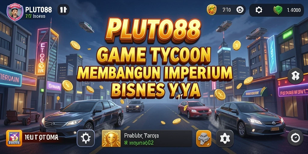 Tampilan gameplay seru dari PLUTO88 yang menggambarkan strategi bisnis yang cerdas.