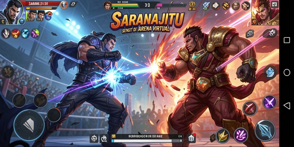 Screenshot menunjukkan aksi pertarungan seru di SARANAJITU.