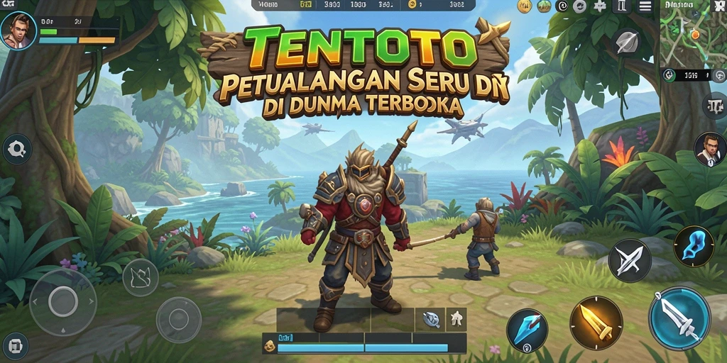 Screenshot gameplay TENTOTO menampilkan petualangan menakjubkan di dunia terbuka.