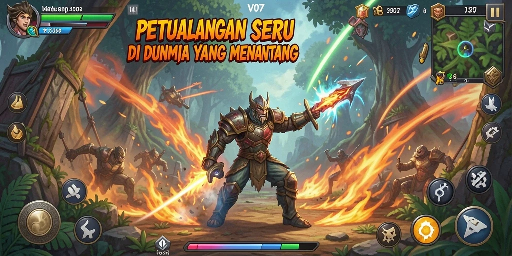 Screenshot gameplay <strong>V07</strong> menampilkan aksi petualangan yang mendebarkan.